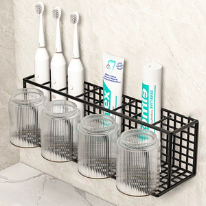 牙刷置物架卫生间浴室壁挂式牙杯架洗手间墙上多功能牙具收纳架子