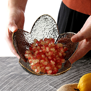 奇形碟子花瓣莲花玻璃碗荷叶碗干果咸菜碗锤目纹碗过年用的碗餐具