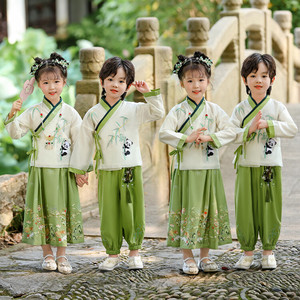幼儿园汉服毕业照学生班服演出服中式唐装国风夏季兄妹装旅游拍照