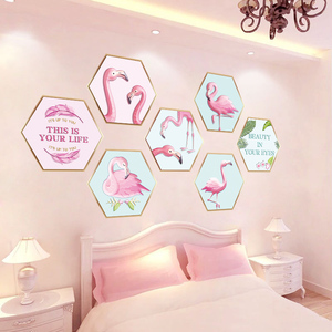创意火烈鸟墙贴卧室床头相框墙画贴纸北欧风客厅沙发背景墙壁贴画