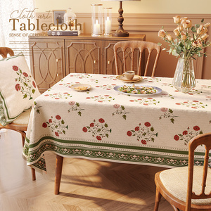美式高级感桌布田园风高端奢华防水防烫长方形餐桌布艺茶几垫台布