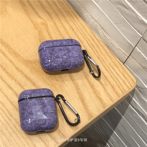 紫色大理石airpods pro保护套适用于苹果无线蓝色1/2/3代耳机壳