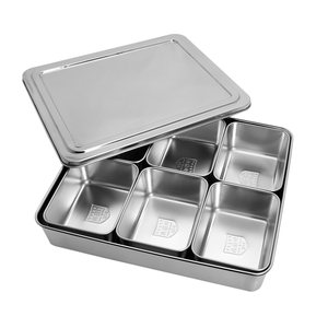 加厚不锈钢方形调料盒调味格4格6格8格调味盒日式味盒食堂留