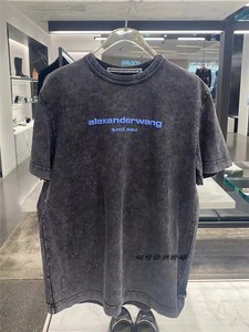 Alexander wang/亚历山大王 24新款徽标LOGO水洗做旧短袖男T恤女