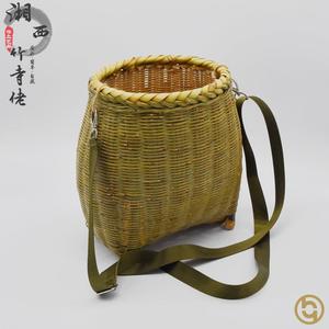 竹编竹篮摘茶叶篓子斜挎背篓农用采茶专用篮子采茶叶的筐鱼篓箩筐