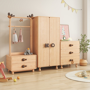 森林鹿儿童实木衣柜女孩收纳柜子新款儿童房宝宝储物柜小户型家具