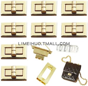 方形拧锁箱包五金配件金色金属锁扣包配件长方形拧扣锁豆腐小香包