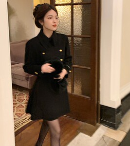 只有妮 伯德小姐 短款双面羊毛大衣冬季气质显瘦收腰毛呢外套女