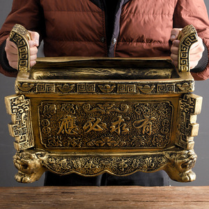 仿古铜陶瓷家用四足大号长方形供香上香家用香炉四角方鼎招财香炉