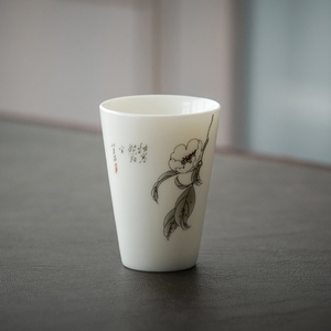 陶瓷主人杯单个小号茶杯猪油白瓷品茗杯家用聚香闻香杯功夫茶具
