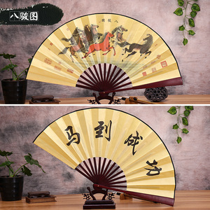 古风10寸扇子双面夏季中国风绢布折扇男女式戏曲折叠大扇子汉服扇