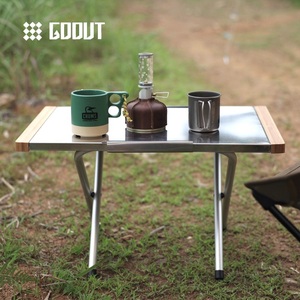 柯曼耐高温小钢桌户外轻便携式收纳泡茶野餐烧烤露营料理折叠桌