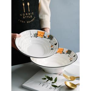 大碗面碗日式家用陶瓷单个面条牛肉拉面混沌汤碗烩拌面喇叭斗笠碗
