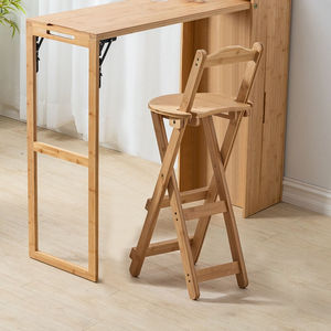 竹庭实木折叠小吧台桌家用隔断高脚桌靠窗现代吧台餐桌一体阳台高