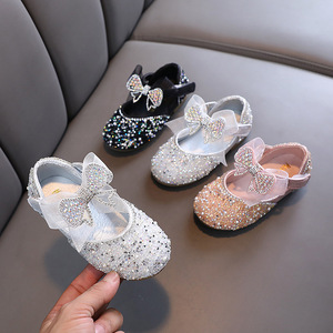 新款夏季韩版女童公主鞋小女孩亮片皮鞋宝宝单鞋小童表演出水晶鞋
