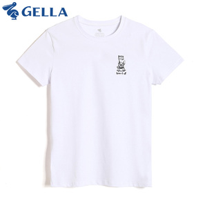 Gella短袖t恤男夏季白色印花狗狗个性半袖体恤海边度假港风打底衫
