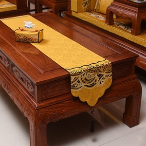 红色米色金黄色中式桌旗中国风红木客厅茶几旗餐桌玄关电视柜盖布