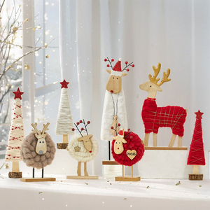 圣诞节装饰品麋鹿老人桌面店面场景氛围布置迷你圣诞树羊毛毡摆件
