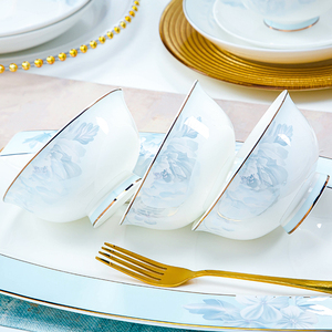 月光 单品自由组合碗碟套装家用欧式简约碗盘碗筷景德镇陶瓷盘子