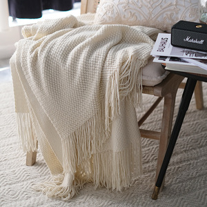 秋冬加厚针织盖毯毛毯休闲沙发毯毛线毯北欧纯色空调盖毯午休毯子