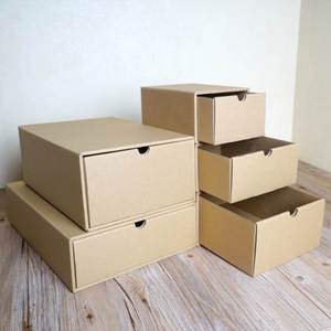 牛皮纸箱收纳盒抽屉式牛皮收纳盒鞋子衣服收纳盒抽拉式环保收纳盒