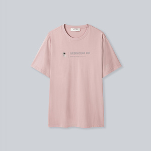YATLAS亚锐男装夏季商场同款粉红色圆领短袖T恤