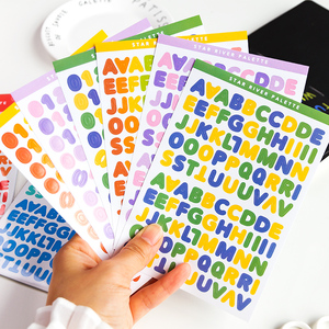 寄语ins彩色数字英文字母贴纸 星河调色盘系列 创意简约英文字母卡片手账咕卡装饰素材贴