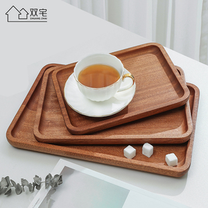 木质托盘长方形日式蛋糕实木托盘咖啡厅水果甜品木盘子家用茶水盘
