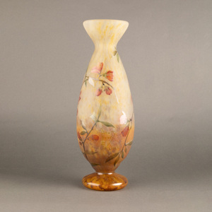 独角鹿西洋古董法国南锡派Daum工坊花卉主题多层水晶花瓶摆件