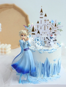 烘焙蛋糕装饰魔法童话公主爱莎雪宝摆件城堡雪花插件女孩生日摆件
