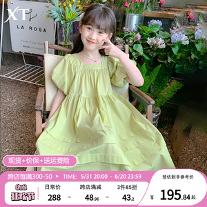 韩国XT品牌正品女童裙子夏装2024新款儿童装夏季连衣裙女孩公主裙