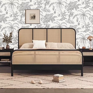 法式丛林壁纸热带棕榈动物森林墙纸卧室床头背景墙定制墙布壁画