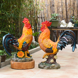 户外仿真大公鸡摆件花园景区生肖鸡动物装饰家居美陈道具母鸡模型