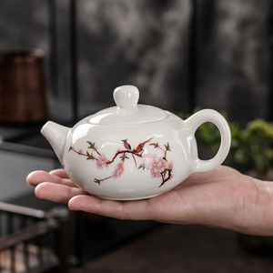 茶壶单壶家用陶瓷茶壶紫砂壶纯手工煮茶壶白瓷功夫茶具玻璃泡茶壶