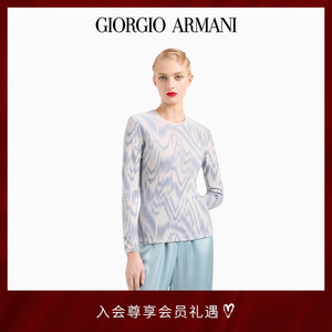 GIORGIO ARMANI/阿玛尼2024新款女士圆领长袖通体印花针织衫官方
