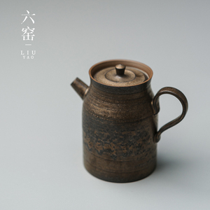 鎏金釉小茶壶 功夫茶具手执壶陶瓷家用带过滤泡茶器粗陶茶道单壶