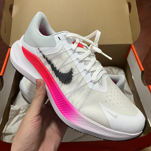 Nike耐克男鞋zoom winflo 8 白粉红网面透气飞线跑步鞋CW3419-100