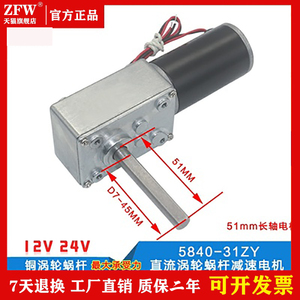 涡轮蜗杆减速电机自锁12V24V微型直流电机4058GW直流减速电机小型