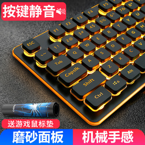 键盘机械手感静音有线游戏笔记本电脑女生办公专用巧克力鼠标套装