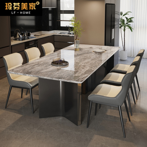 超晶石餐桌椅组合家用小户型天然大理石微晶石欧式奢石长方形餐桌
