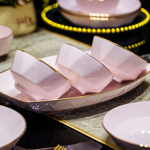北欧陶瓷餐具套装碗盘家用高级感碗碟组合现代简约米饭碗汤碗盘子