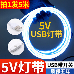 5V灯带自粘led低压超亮usb接口灯带柔性嵌入式柔性霓虹硅胶软灯条