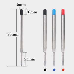 欧规G2红蓝黑中性笔芯424油性金属圆珠芯0.7/0.5mm子弹头通用按动