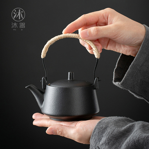 黑陶茶具提梁茶壶日式简约家用过滤手提单壶陶瓷功夫茶具泡茶壶