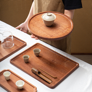 日式木质托盘茶盘点心盘长方形茶水杯收纳家用放茶杯敬茶果盘木盘