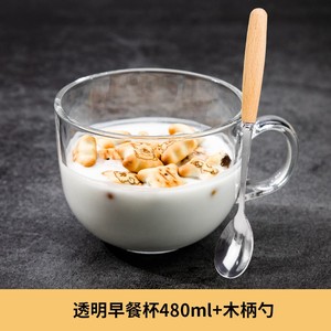 冲泡藕粉专用杯子勺子早餐杯燕麦片坚果耐高温网红的玻璃碗微波炉