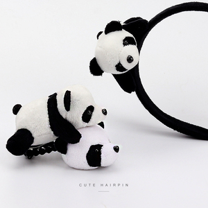 趴在你身上的可爱熊猫发箍公仔立体卡通创意发夹发圈皮筋头箍发饰