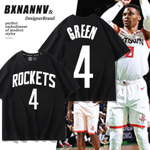 火箭队同款短袖T恤男24赛季城市版杰伦格林4号球衣夏季衣服篮球服