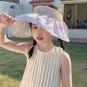 夏天女童可扎辫子棒球帽适合高马尾帽子儿童贝壳帽空顶遮阳帽八岁