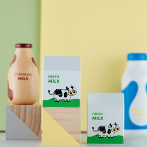儿童牛奶瓶摄影道具宝宝ins拍照幼儿园果汁图案仿真木饮料盒摆件